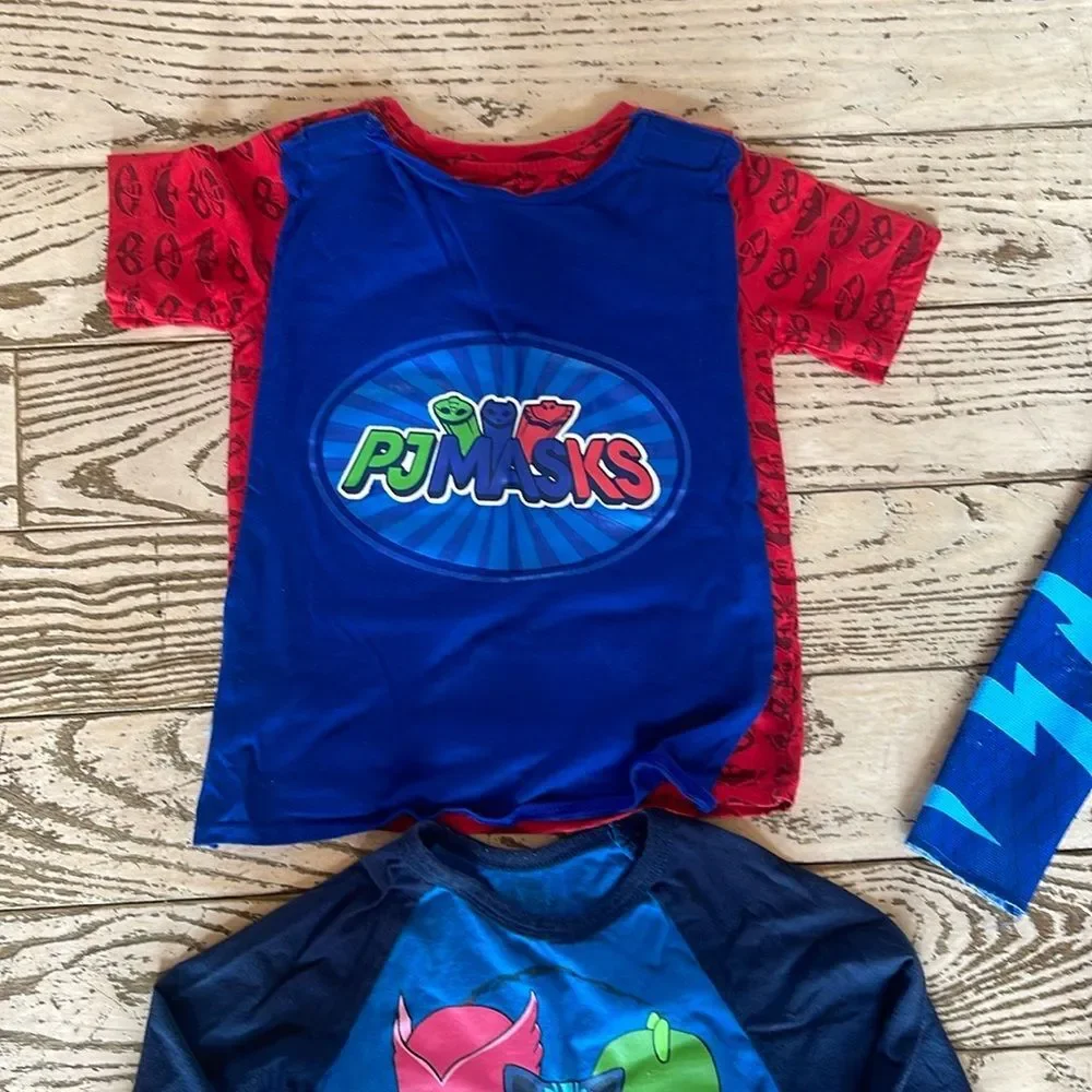 PJ Mask Bundle -Catboy Kids Costume, T-shirt w cape, long sleeve, PJ Masks shoes